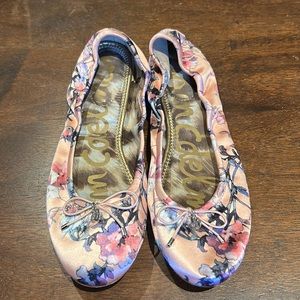 Sam Edelman Peach Satin Print Felicia Ballet Flat
